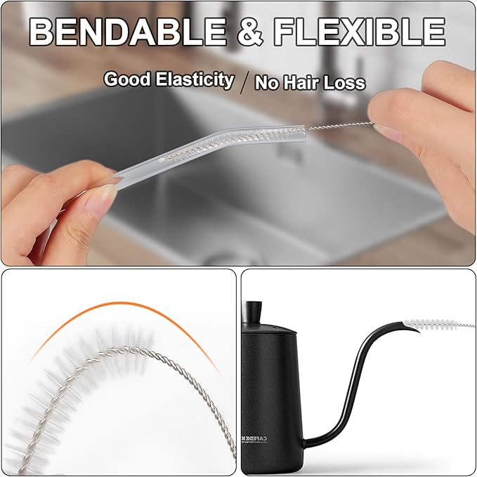 Ixiaoyoo Straw Cleaner Brush Set, 12-Piece 11.8 Inch Long Botthle Cleaning Brush, Nylon Tube Brush Kit for Straws on Tumbler, Water Bottle, Sippy Cup and Pipes, Tubes or Tea Pot Spout