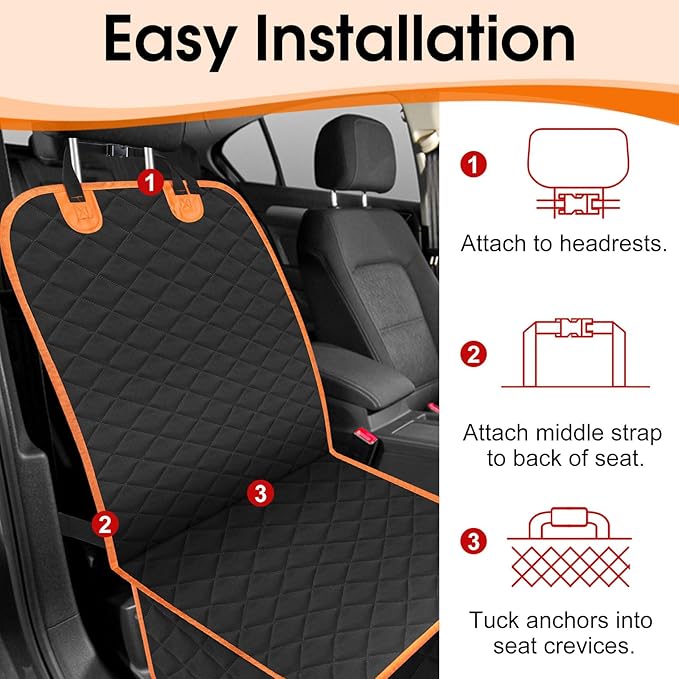 NECKORY 2 Pack Front Dog Seat Cover, Waterproof Car Seat Covers for Dogs Nonslip Scratch-Proof Dog Seat Cover Front Seat Cover for SUV, Trucks & Cars - S, Black/Orange