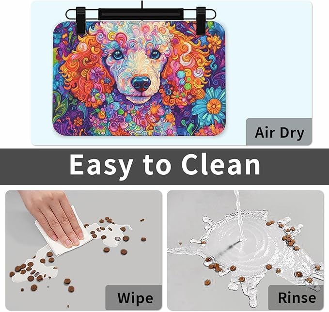 Poodle Food Mat for Floors Waterproof,Quick Dry Anti-Slip Dog Bowl Mats for Food and Water,Pet Feeding Mats,Pet Placemat for Messy Drinkers to Protect Floors,Pets Supplies 23.62×15.75in
