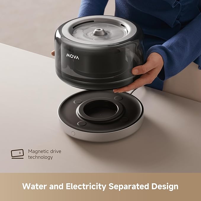 Mova WF20 Pro Cat Water Fountain, Stainless Steel Water Plate Pet Water Fountain with 3 Water Flow Modes Detachable Design Easy to Clean and Assemble, Filters Included
