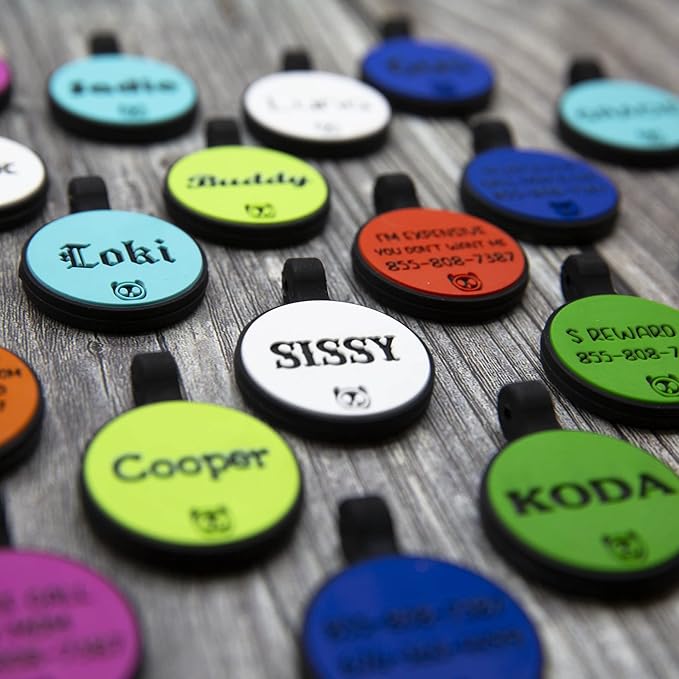 Silicone Silent Cat Tag Personalized with 5 Lines of Custom Deep Engraved Durable Soundless Pet ID Name Tag Round Small Lime