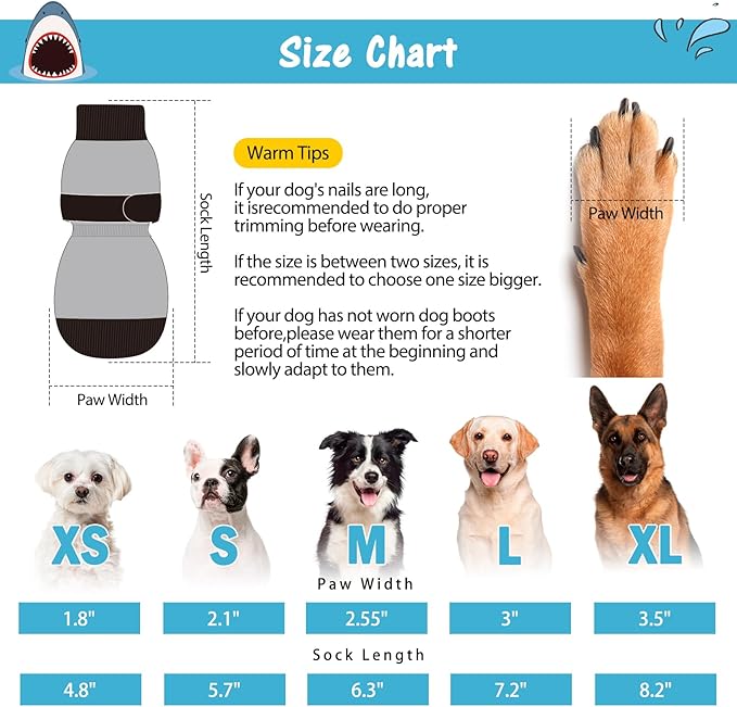 SCENEREAL 6Pcs Anti Slip Dog Socks to Prevent Licking Paws for Hot/Cold Pavement, Dog Grippy Socks for Hardwood Floors, Dog Shoes for Boots & Paw Protectors for Puppy Small Medium Large Senior Dogs