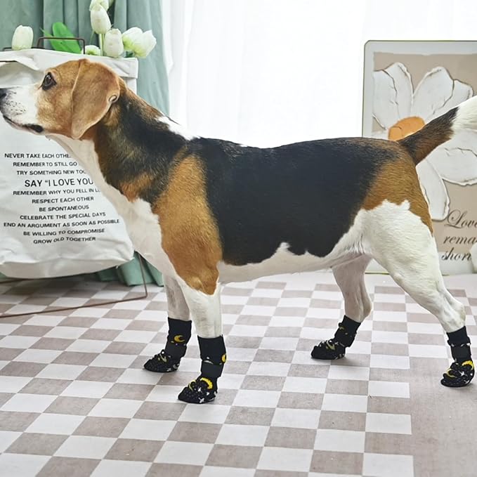 SCENEREAL Anti Slip Dog Socks to Prevent Licking Paws for Hardwood Floors, Double Sides Dog Shoes Boots & Paw Protectors for Hot/Cold Pavement, Dog Grippy Booties for Small Medium Large Senior Dogs