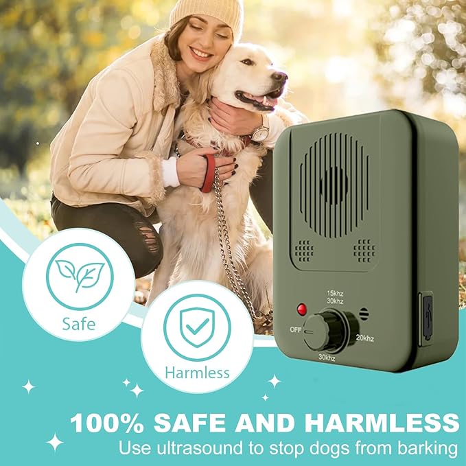Anti Barking Device, Dog Barking Control Device, Ultrasonic Dog Barking Deterrent Devices, Safe & Humane Dog Barking Silencer for All Dogs Indoor Outdoor, Bark Box Stop Dog from Barking (Green)