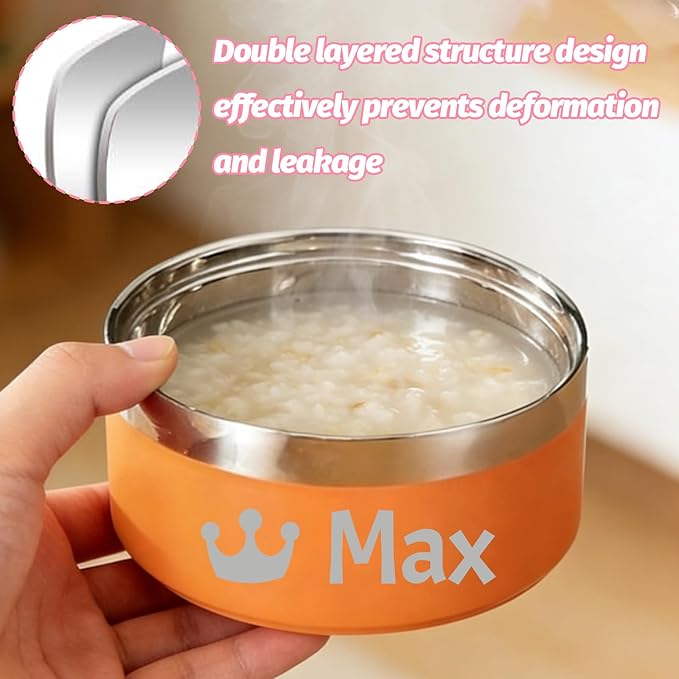 Personalized Dog Bowl with Name, Laser Engraved Stainless Steel Custom Dog Bowl, Durable Double Layer Anti-Slip Design Pet Water Bowl, for Pets