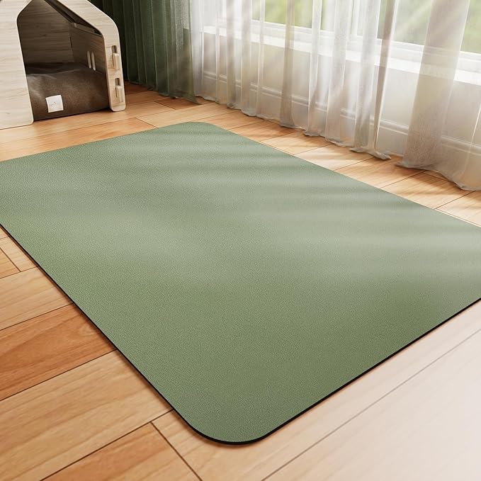 Dog Food Mat - Absorbent Cat Mat for Food and Water, No Stains Pet Feeding Bowl Mat, Easy to Clean Pet Placemats, Quick Dry Dog Water Dispenser Mat for Messy Drinkers | Green 16"x 24"