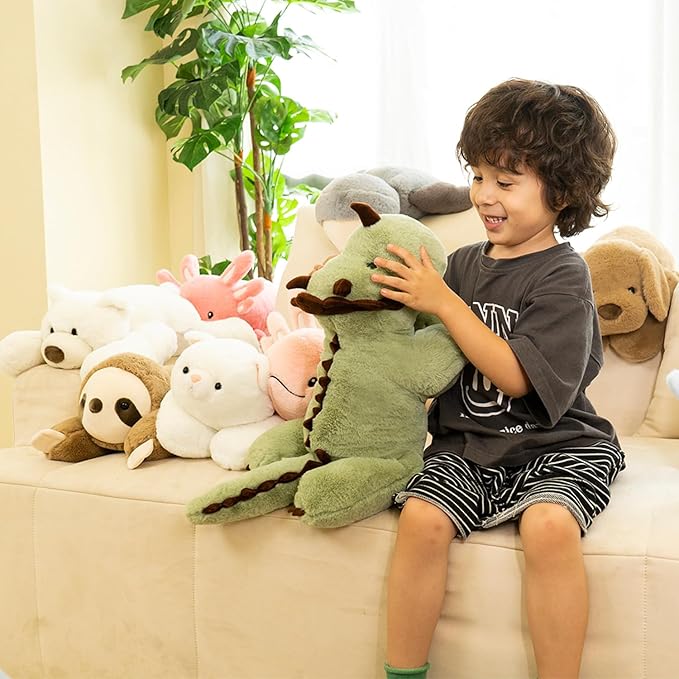 Niuniu Daddy 24" | 3.5 Pound Weighted Dinosaur Stuffed Animal, Giant Weighted Green Dino Plush Toy Body Pillow for Girl Boy Adult Kid with Soft Fur Pillowfort Stuffy for Christmas Birthday Present