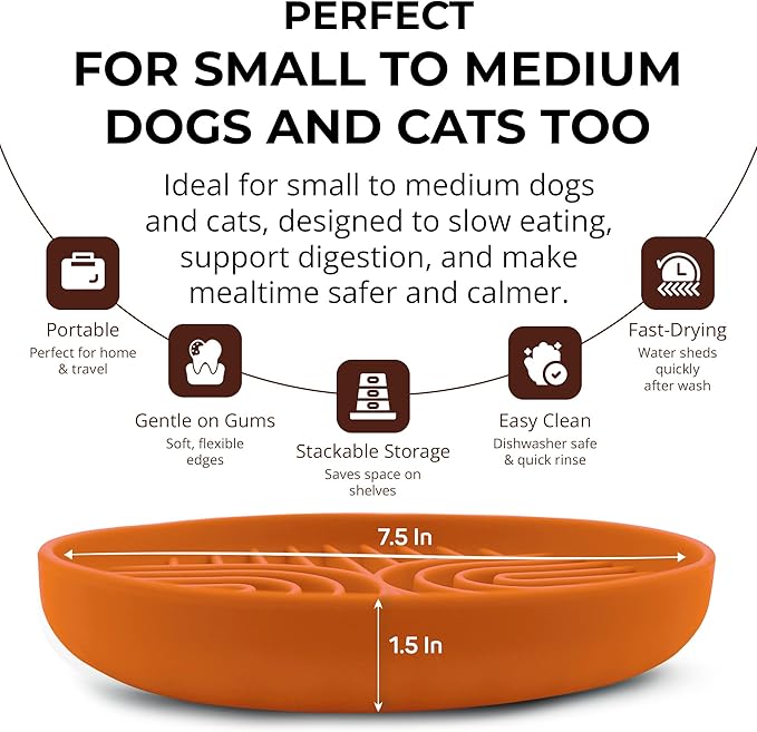 Slow Feeder Dog Bowls, Dishwasher Safe, Non-Slip Base, BPA-Free Slow Eating Dog Bowl (Terra Cotta, 2-Pack)