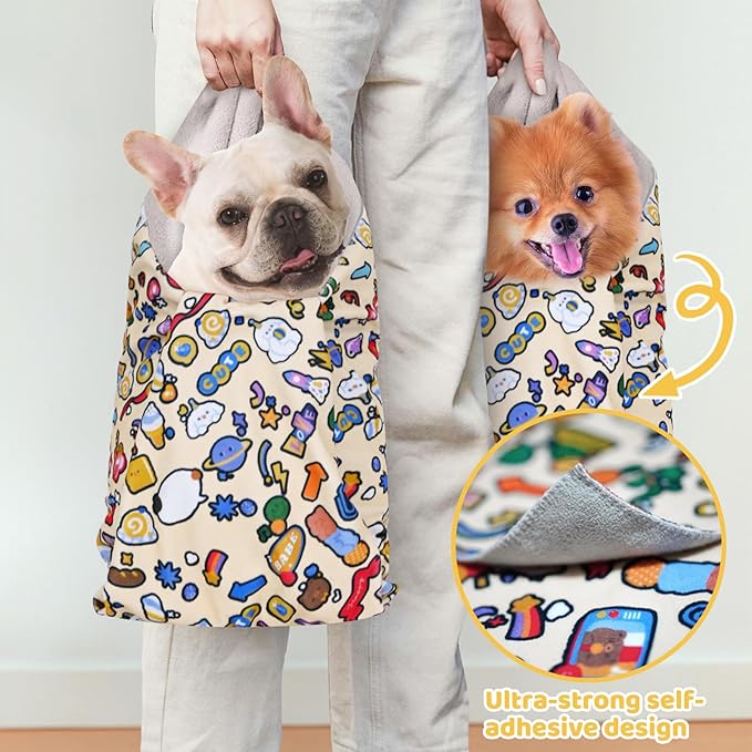 Cat Grooming Wrap & Dog Restraint Bag with Pet Nail Clippers Kit, 32x32in Self Adhesive Cat Wrap for Nail Clipping Multifunctional Care, Anti-Escape Soft Blanket Swaddle Within 22lbs