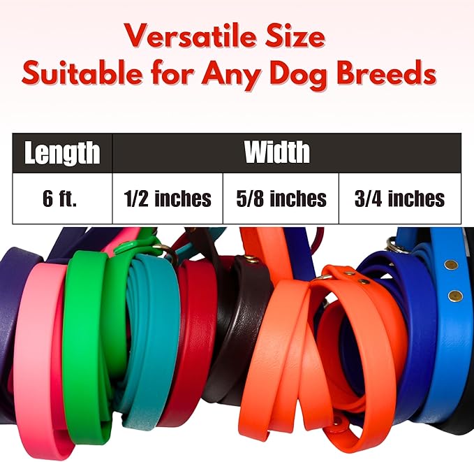 Gummy K9 Biothane Dog Leash, Professional Training Lead, Stainless Steel, New Advanced Safety Clasp, Weatherproof, Waterproof, Long Lasting, 6 Ft (3/4 Brown), Small, Medium, Large Dogs, Made in USA
