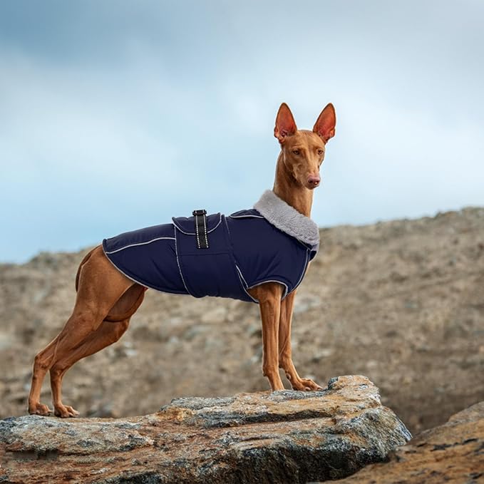 Lelepet Warm Dog Coat Waterproof Dog Jacket for Extra Large Dogs Reflective Fleece Vest with Adjustable Buckle Hook & Loop Windproof Cold Weather Coats for Small Medium Large Dogs, Navy Blue, XXXL