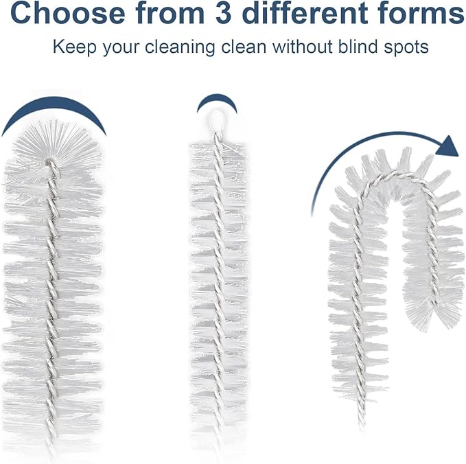 Ixiaoyoo Straw Cleaner Brush Set, 12-Piece 11.8 Inch Long Botthle Cleaning Brush, Nylon Tube Brush Kit for Straws on Tumbler, Water Bottle, Sippy Cup and Pipes, Tubes or Tea Pot Spout