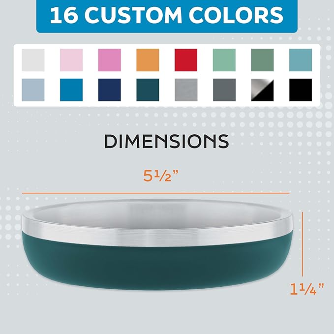 Master Pet Supply Stainless Steel Cat Bowls - 9 oz Heavy Duty - Emerald Sea, Double Wall Extra-Thick Insulated, Non-Slip Pet Water Bowl for Cats & Pets, Anti Rust Metal, Dishwasher Safe