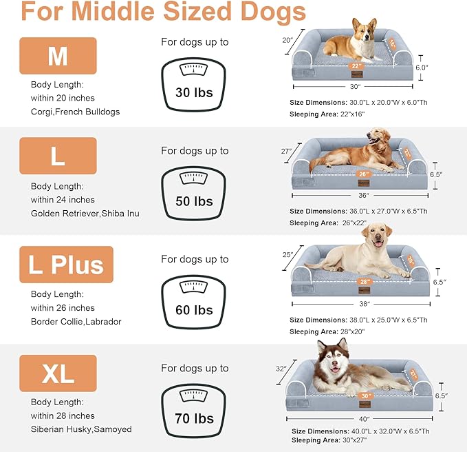 Medium Large Dog Bed Orthopedic Washable: Beds Bolster Medium Large Sized Dog Bed Egg Crate Foam Couch Sofa Waterproof with Removable Cover