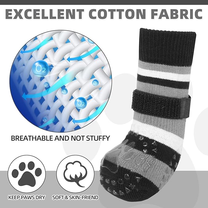 KOOLTAIL Dog Socks for Hot Pavement, Summer Dog shoes to Prevent Licking Paws for Hardwood Floor, Non Slip Double Sides Boots & Paw Protectors, Pet Grippy Booties for Small Medium Large Senior Dogs,SM