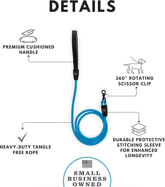 ShawnCo Basecamp Rope Dog Leash- Premium, Durable Pet Leash with Soft Neoprene Padded, Reflective Handle for Small, Medium and Large Dogs (Driftwood, 5 Feet)