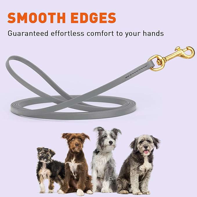 Viper Biothane K9 Working Dog Leash Waterproof Lead for Tracking Training Schutzhund Odor-Proof Long Line with Solid Brass Snap for Puppy Medium and Large Dogs, 10ft Battleship Gray
