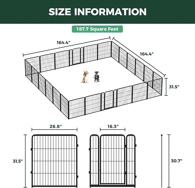 FXW Homeplus Unleashed Indoor Dog Playpen - Stress-Free and Safe Play, Heavy Duty 32 Inch 24 Panels Dog Pen for Small and Medium Dogs, Black│Patented