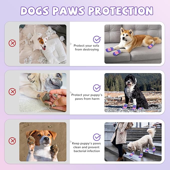 Dog Shoes for Large Medium Dogs, Dog Boots & Paw Protectors Anti-Slip Waterproof for Outdoor Hiking Walking Hardwood Floor Snow Cold Pavement with Reflective Straps Size 8