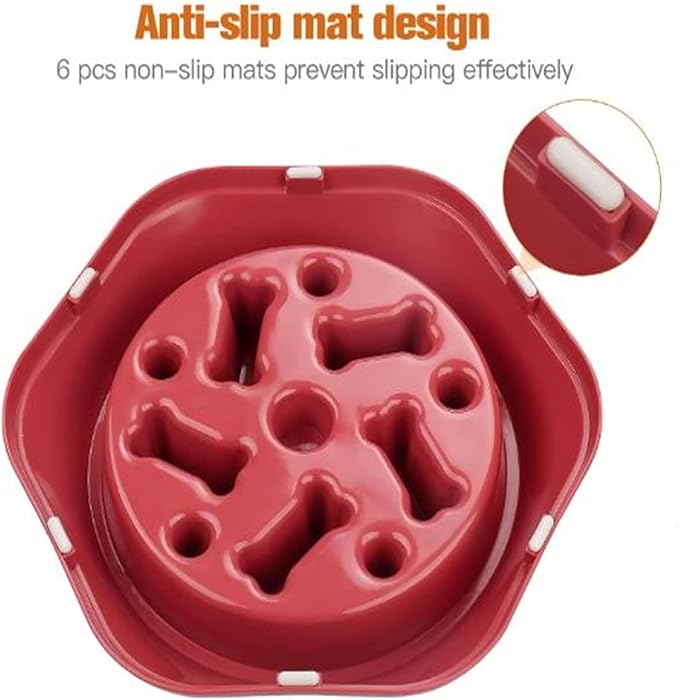 Slow Feeder Dog Food Bowl – Interactive Dog Food Dish for Breeds, Bowl Designed to Slow Eating, Promotes Healthy Digestion and Prevents Bloat, Ideal for Cats and Dogs