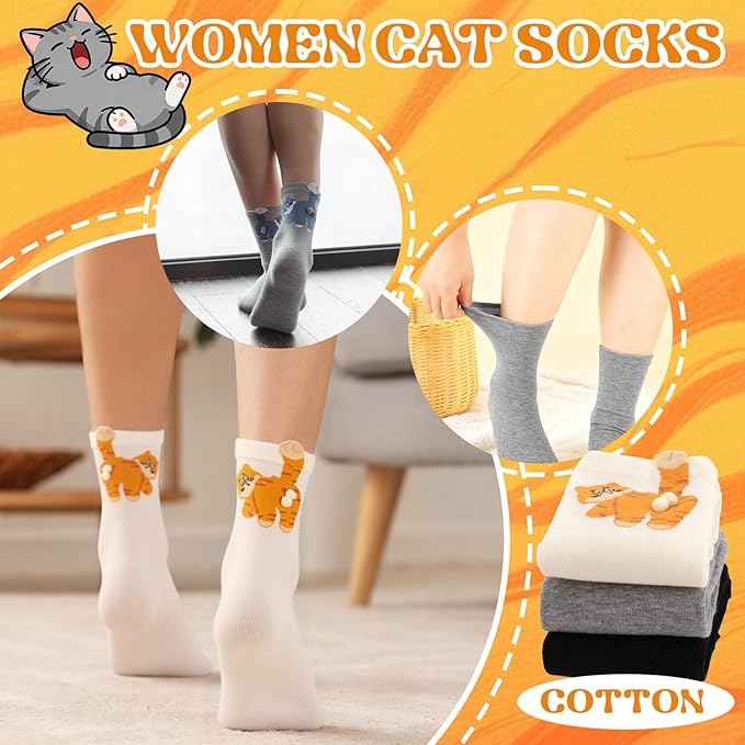 scenicamp Cute Funny Animal Socks for Women 3D Novelty Dog Cat Cotton Crew Socks for Girls Girlfriend Animal Lovers Gifts