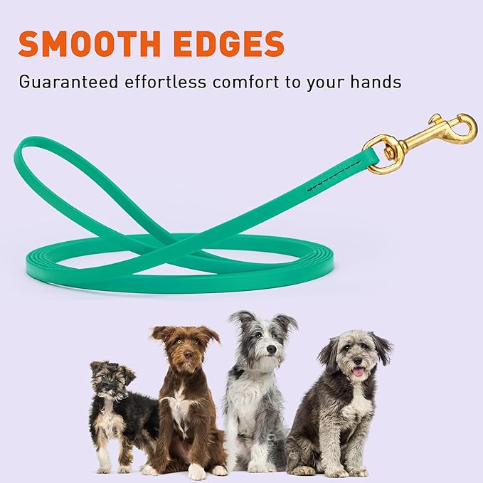 Viper Biothane K9 Working Dog Leash Waterproof Lead for Tracking Training Schutzhund Odor-Proof Long Line with Solid Brass Snap for Puppy Medium and Large Dogs, 20ft Teal