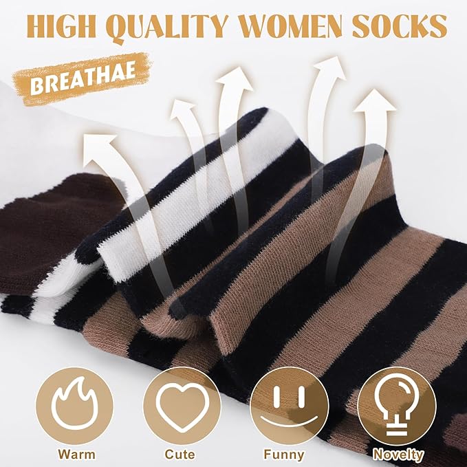 YSense 5 Pairs Cute Animal Socks for Women, Novelty Fun Crew Cotton Cat Dog Socks Stocking Stuffers Gifts for Women