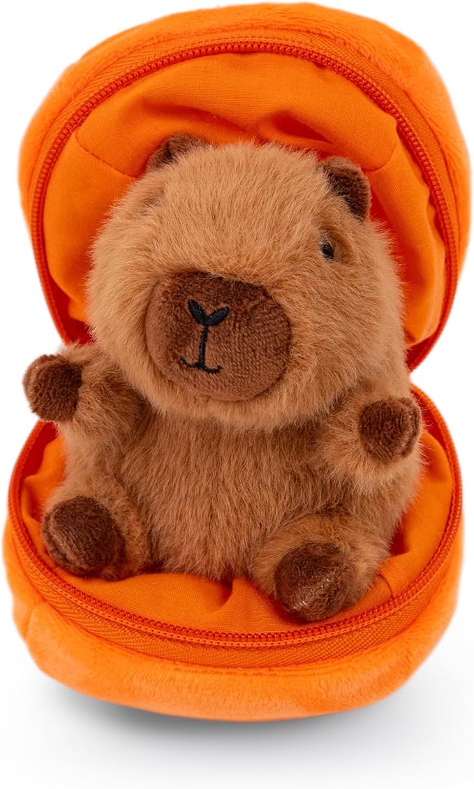 Plushland Halloween Zip-Up Pumpkin Stuffed Animal Plush Toys,Hideaway Spooky Black Cat Bat Ghost Capybara Plush Halloween Toy for Festive Decorations & Fun Surprises 6 Inches (Capybara)
