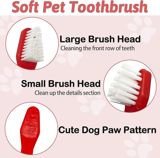 150Pcs Dog Toothbrush Dual Headed Puppy Tooth Brushing Kit Long Handle Soft Grooming Pet Dental Brushes Convenient Double Sided for Pets Cat Puppy Teeth Brush Cleaning Oral Care Supplies -Red