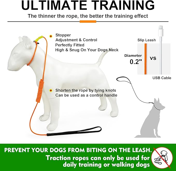 BeauGo|Dog Leash Slip Lead|Dog Training Lead,Trainer Rope Specifically Designed for DogTraining and NGKC Competition,Professional Dog Leash for Small Medium Large Dogs.Thin Slip Leads for Dogs 4 FT