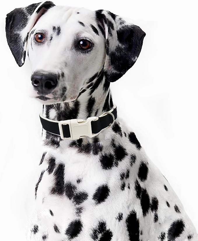 Cotton Hemp Dog Collar Adjustable, Black Dog Collar Soft Natural Fabric with Quick Release, Cute Wedding Puppy Necklace for Small Medium Large Dog, Black-L