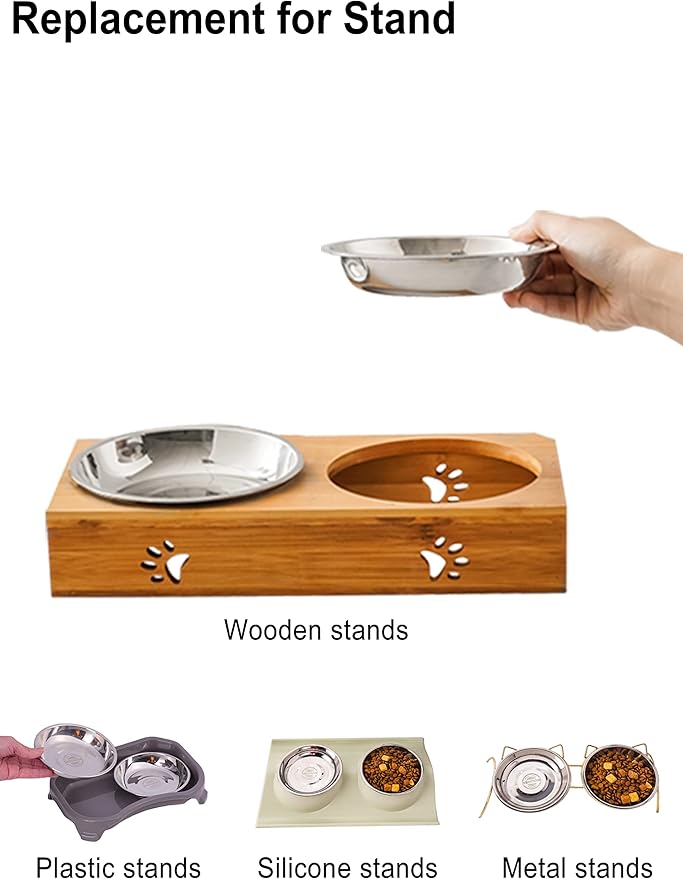 VENTION Small Shallow Cat Food Bowls, Outer Dia. 5.7 in Whisker Fatigue Cat Bowl, Stainless Steel Cat Food Dish for Indoor Cats, Set of 2 Replacement Cat Bowls for Raised Station(10.8 Fl.oz)