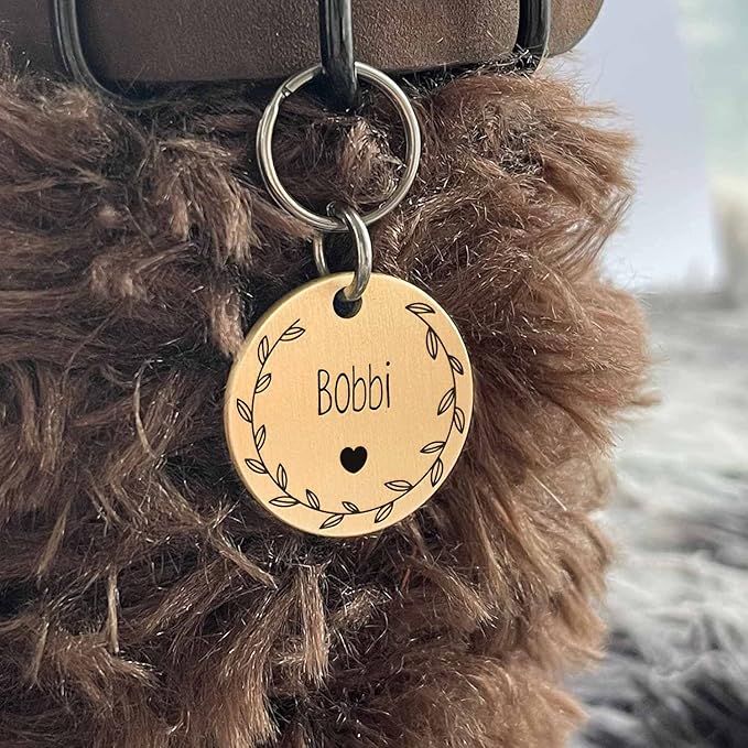 Cat Dog ID Tags Personalized 9 Corolla Styles Flower Wreath to Choose for Large Pets Collar Accessories Matt Stainless Steel Engraved Custom on Both Side
