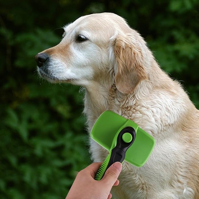 Self Cleaning Pet Slicker Brush Comb, Professional Dog Cat Grooming Tool, Retractable for Easy Hair Removal, Ergonomic Handle for Long Hair Medium Short Thick Wiry Curly C