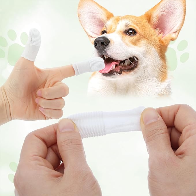 30Pcs Cat & Dog Toothbrush Finger, Soft Fabric Finger Toothbrush for Dogs Cats, Washable & Reusable Teeth Cleaning Wipes Toothbrushes Fingers Dental Wipes Care Remove Stain