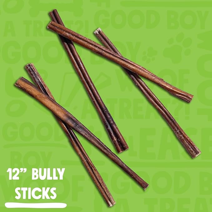 Jolly Barks Bully Sticks for Small Dogs | All Natural, Single Ingredient Bully Sticks for Puppies to Medium Dogs (12" Stnd Bully Sticks - 1pk)