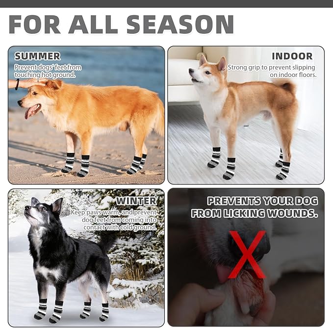 KOOLTAIL Dog Socks for Hot Pavement, Summer Dog Shoes to Prevent Licking Paws for Hardwood Floor, Non Slip Double Sides Boots & Paw Protectors, Pet Grippy Booties for Small Medium Large Senior Dogs
