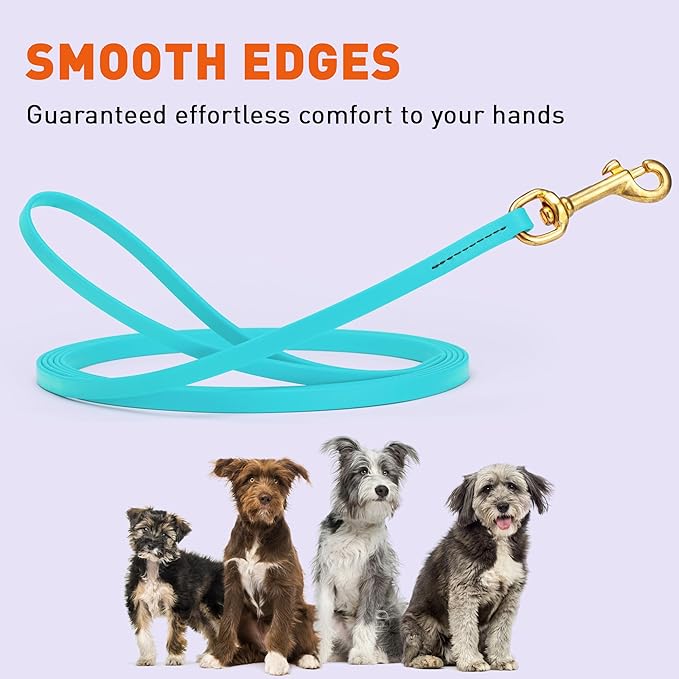 Viper Biothane K9 Working Dog Leash Waterproof Lead for Tracking Training Schutzhund Odor-Proof Long Line with Solid Brass Snap for Puppy Medium and Large Dogs, 10ft Sky Blue