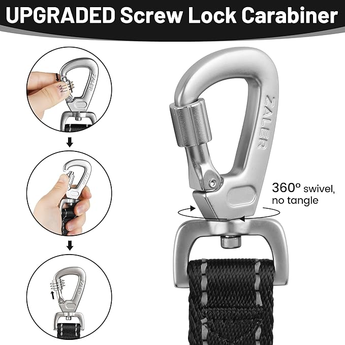 ZALER Short Dog Leash, 18 Inches Traffic Leashes for Dogs, Nylon Reflective Dog Lead with Padded Handle, Heavy Duty Pet Leash with Carabiner Clip for Large and Medium Dogs (18" Black)