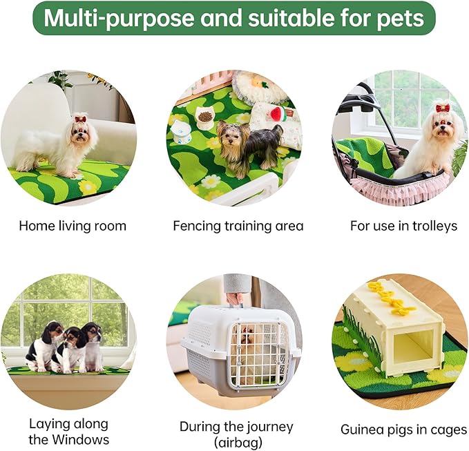 Qeils Reusable Puppy Pads for Small Dogs, Washable Pee Pads with Non-Slip , Absorbent Leakproof Mat for Crates, Playpens, Pet Beds & Whelping, Indoor Potty Training Grass Green, 30"x34", 4 Pack