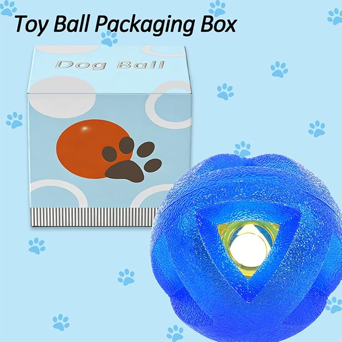 Mnubsrva Dog Ball Toy for Chewing and Treat Dispensing - Rubber Chew Balls, Interactive Dog Puzzle Ball Toys for Fun & Chew Time, Treat Dispensing Toys for Small Medium Breed, 3.5 Inch (Blue)
