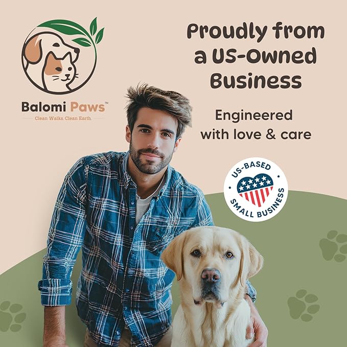 Compostable Dog Poop Bags 120 Count with Dispenser – Extra Thick Lavender Scented Pet Waste Bags, Leak Proof, Eco Friendly, Plastic Free Core, Biodegradable Dog Poop Bag Refills by Balomi Paws
