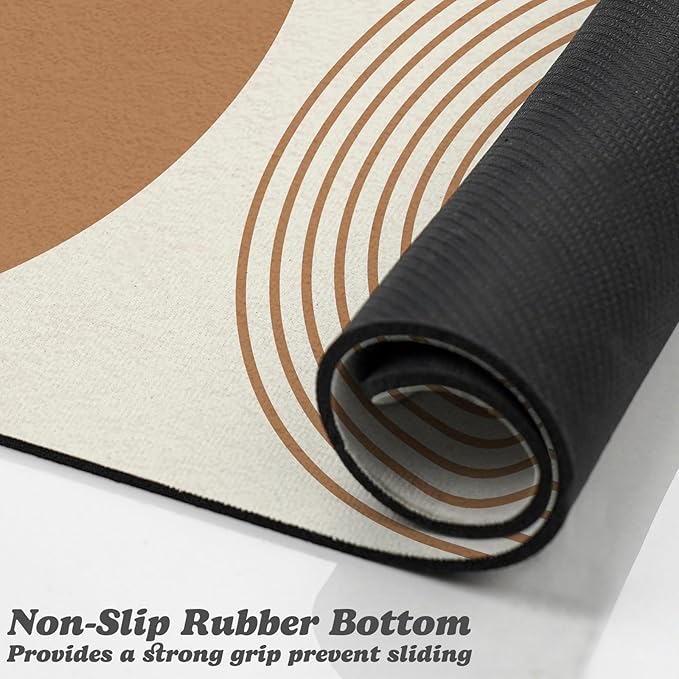 Dog Food Mats for Floors Waterproof, Cat Water Bowl Mats Pet Feeding Absorbent Mat Placemats for Food and Water Beige Bohemia 24 * 32 inch