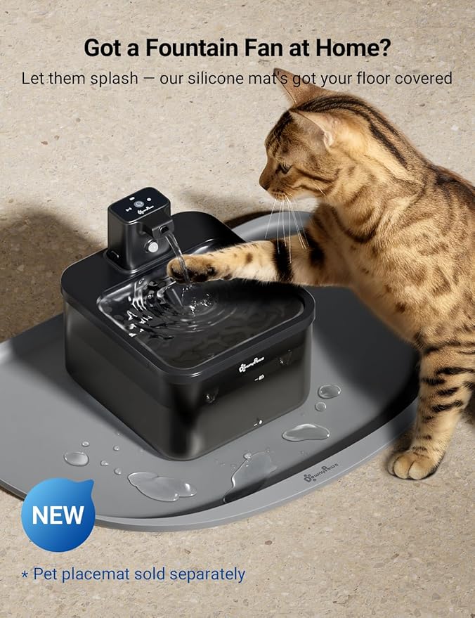 DownyPaws Cat Water Fountain Cordless, 84oz/2.5L Fursink Wireless Pet Water Fountains for Cats Indoor, Battery Operated Cat Drinking Fountain with Motion Sensor, Ultra Quiet Pump, BPA-Free, Black