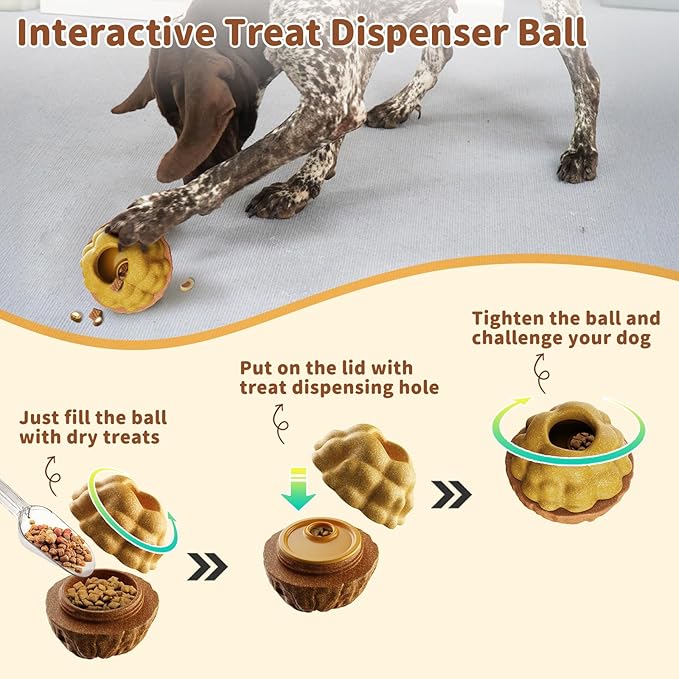 Interactive Dog Toys for Aggressive Chewers, /No Oil Needed/Smooth Screwing Frozen Treat Freezable Dog Puzzle Treat Dispensing Toy to Keep Them Busy for Small Medium Large Breeds