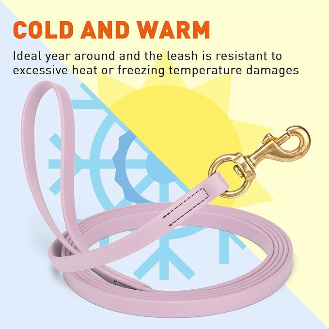 Viper Biothane K9 Working Dog Leash Waterproof Lead for Tracking Training Schutzhund Odor-Proof Long Line with Solid Brass Snap for Puppy Medium and Large Dogs, 20ft Pastel Purple