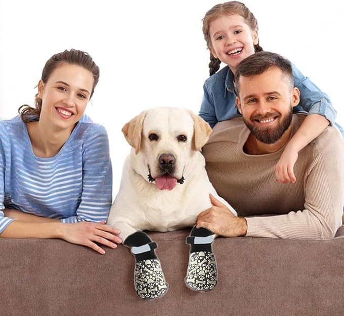 Anti Slip Dog Socks to Prevent Licking Paws, Dog Booties Shoes for Hot Pavement, Dog Socks with Grippers for Hardwood Floors, Senior Dog, Paw Protector (S, Bone Pattern)