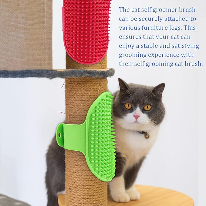 4 Colors Cat Self Groomer Brush Silicone Combs for Indoor Face Scratcher Adjustable Wall Mounted Corner Massage Comb