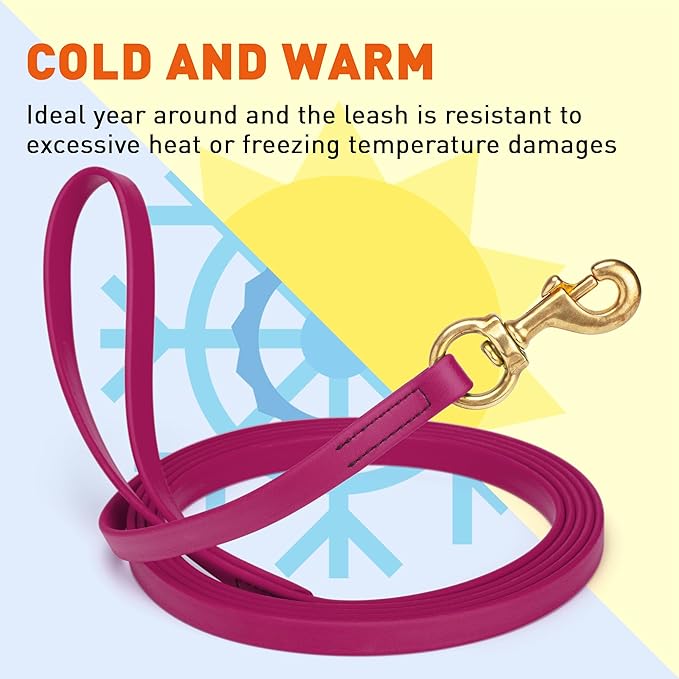 Viper Biothane K9 Working Dog Leash Waterproof Lead for Tracking Training Schutzhund Odor-Proof Long Line with Solid Brass Snap for Puppy Medium and Large Dogs, 20ft Magenta Pink