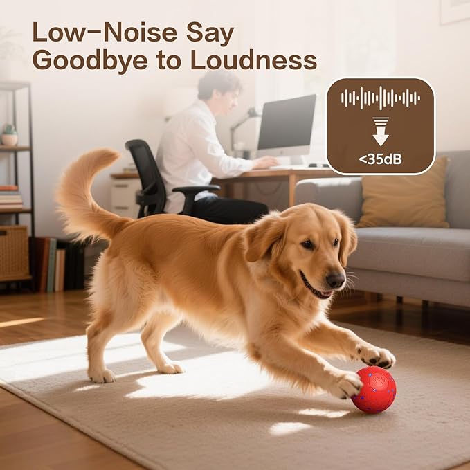 SUJF Interactive Dog Ball, Smart Interactive Dog Toys for Medium and Large Dogs, Automatic Moving, Bouncing, and Rotating Pet Balls with E-TPU Material, IP54 Waterproof Dog Toy to Keep Them Busy